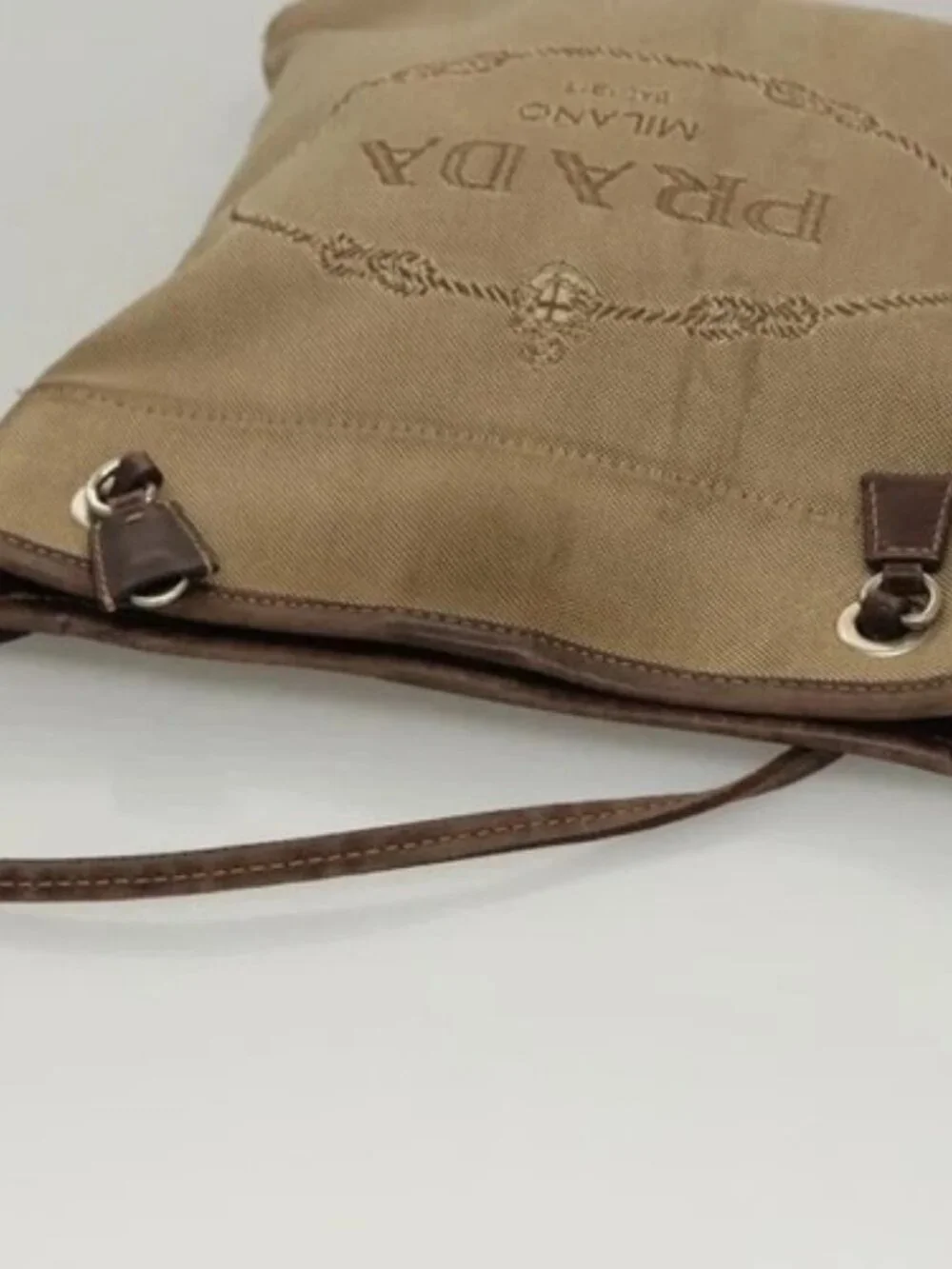 PRADA Shoulder Bag Canvas Beige Auth hk2410 - Picture 6 of 16